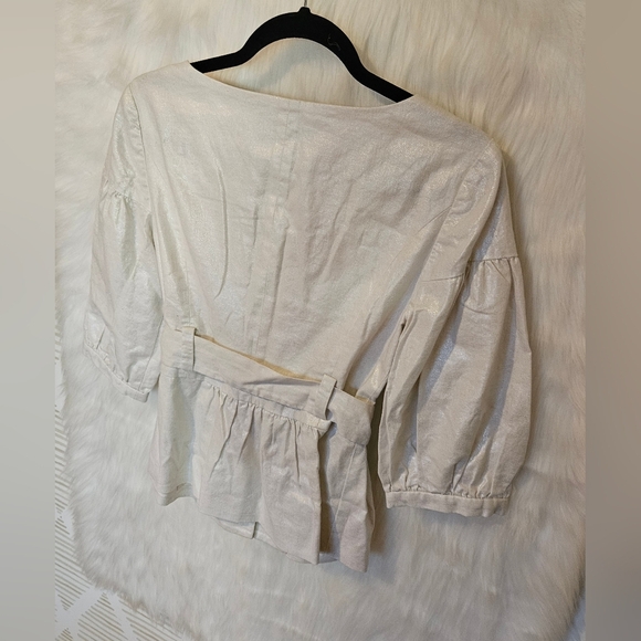 Mac & Jac Cropped Victorian Button Up  w/ Tie Belt - Picture 4 of 7